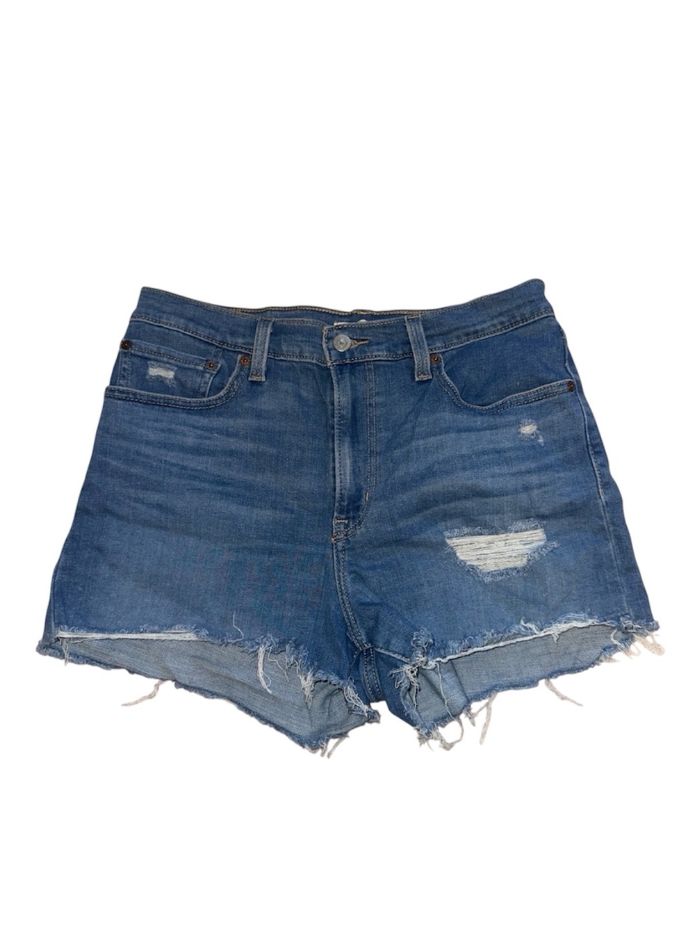 Levi’s High-rise blue distressed shorts